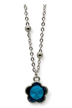 Toptan Gümüş Renk Turkuaz Taş Beş Yapraklı Stilize Çiçek Model Top Zincir Çelik Kolye - 3791 6 9e7c62ab7e234fdb92f69bb8201f8381