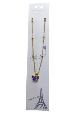 Toptan Altın Renk Mor Taş Kelebek Model Top Zincir Çelik Kolye - 3753 5 ddc82b42b49b426c9ef9e98b3aa63573