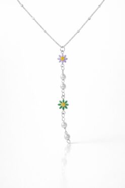 Toptan Gümüş Renk Ezme Zincir Çiçek İnci Ye Model Çelik Kolye - 3838 5 2ad8696a2fec417eb07212368c7f3f26