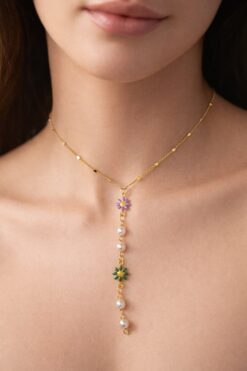 Toptan Altın Renk Ezme Zincir Çiçek İnci Ye Model Çelik Kolye - 3829 4 2eade34356374c1f92a434f448b73fbe