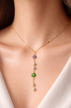 Toptan Altın Renk Ezme Zincir Çiçek İnci Ye Model Çelik Kolye - 3829 5 564671179eba4059b0f167e6ed09a4d8