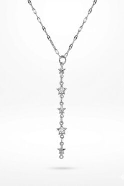 Toptan Gümüş Renk Dudak Zincir Yıldız Ye Model Yeni Sezon Çelik Kolye - 3824