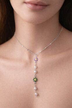 Toptan Gümüş Renk Ezme Zincir Çiçek İnci Ye Model Çelik Kolye - 3838 4 cf47cfbec01448c3819e14e692e7df7f