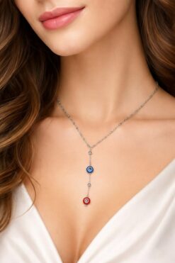 Toptan Gümüş Renk Dudak Zincir Nazar Göz Ye Model Yeni Sezon Çelik Kolye - 3834 3 feef8343b04448af84e28a06923dc47a