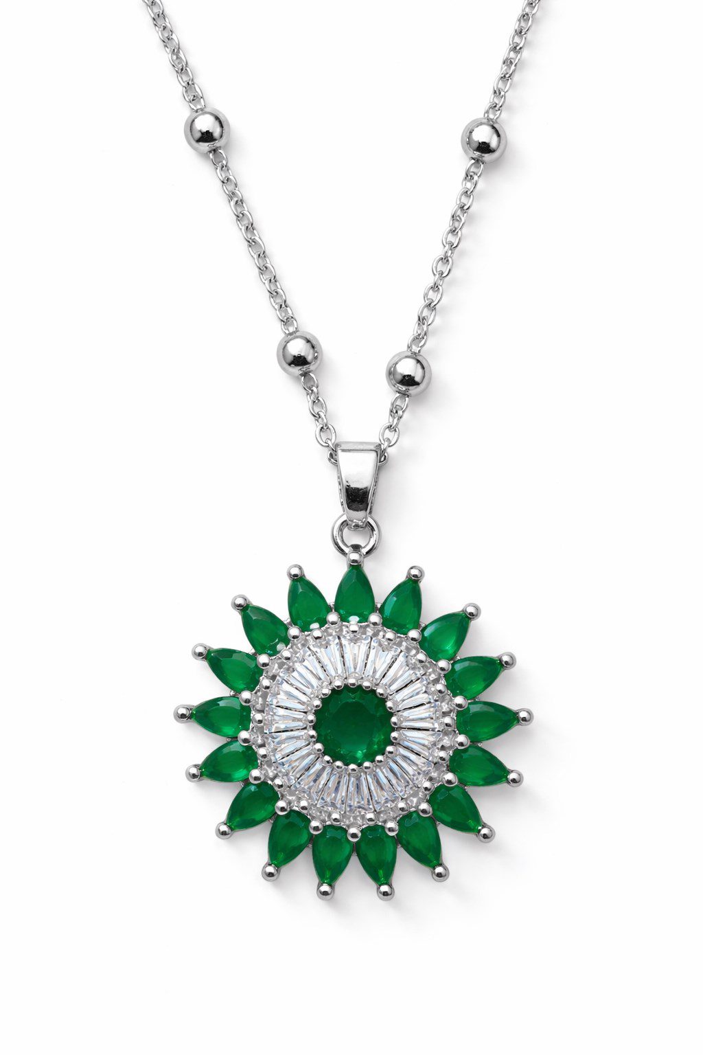 Toptan gümüş Renk Yeşil Taş Güneş Model Top Zincir Çelik Kolye- 3861 1 Toptan gümüş Renk Yeşil Taş Güneş Model Top Zincir Çelik Kolye- 3861