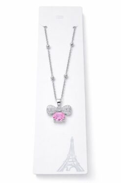 Toptan Gümüş Renk Pembe Fiyonk Model Top Zincir Çelik Kolye - 3855 5 7d0612e1098842b993abdcbd9a244ff2