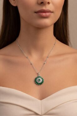 Toptan gümüş Renk Yeşil Taş Güneş Model Top Zincir Çelik Kolye- 3861 3 e3a93b03e5a04644afab959c0d5c63f8